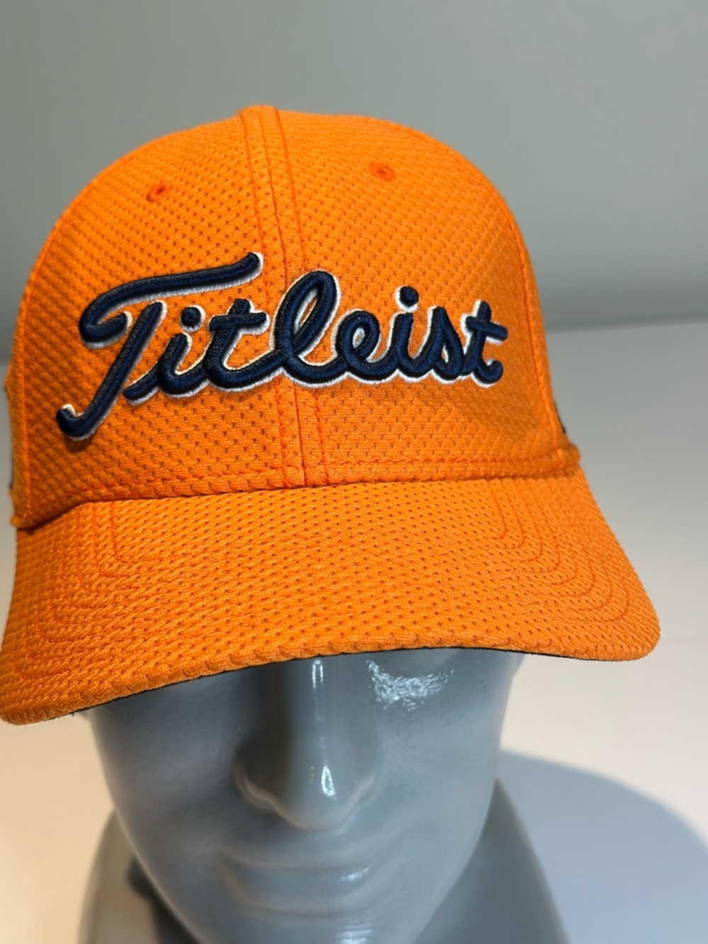 Titleist Orange Mesh Performance Golf Hat with Navy Logo